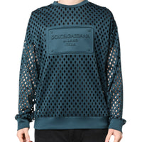Dolce & Gabbana Green Perforated DG Embossed Pullover Sweater