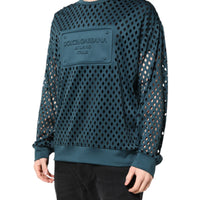 Dolce & Gabbana Green Perforated DG Embossed Pullover Sweater