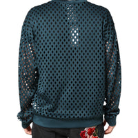 Dolce & Gabbana Green Perforated DG Embossed Pullover Sweater