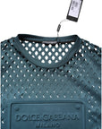 Dolce & Gabbana Green Perforated DG Embossed Pullover Sweater