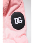 Dolce & Gabbana Pink Cotton Hooded Men Sportswear Vest Sweater