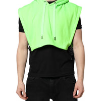 Dolce & Gabbana Green Polyester Hooded Sportswear Vest Sweater