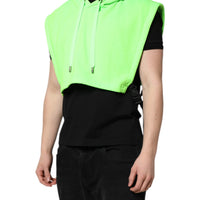Dolce & Gabbana Green Polyester Hooded Sportswear Vest Sweater