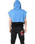 Dolce & Gabbana Blue Cotton Hooded Men Sportswear Vest Sweater