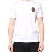Dolce & Gabbana White Crew Neck DG Crown Short Sleeve T-shirt