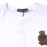 Dolce & Gabbana White Crew Neck DG Crown Short Sleeve T-shirt