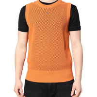 Dolce & Gabbana Orange Cashmere Round Neck Sleeveless T-shirt
