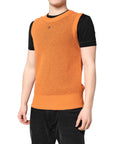 Dolce & Gabbana Orange Cashmere Round Neck Sleeveless T-shirt