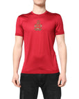 Dolce & Gabbana Red Silk DG Crown Logo Short Sleeve T-shirt