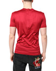 Dolce & Gabbana Red Silk DG Crown Logo Short Sleeve T-shirt