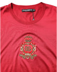 Dolce & Gabbana Red Silk DG Crown Logo Short Sleeve T-shirt