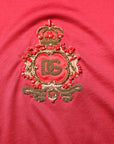 Dolce & Gabbana Red Silk DG Crown Logo Short Sleeve T-shirt