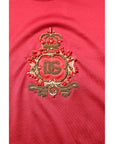 Dolce & Gabbana Red Silk DG Crown Logo Short Sleeve T-shirt