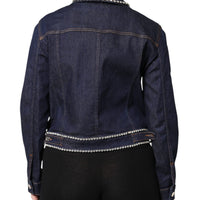 Dolce & Gabbana Blue Denim Cotton Crystal Embellished Jacket