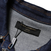Dolce & Gabbana Blue Denim Cotton Crystal Embellished Jacket