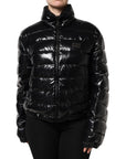 Dolce & Gabbana Black Logo Plaque Full Zip Puffer Jacket