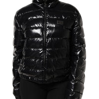 Dolce & Gabbana Black Logo Plaque Full Zip Puffer Jacket