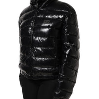 Dolce & Gabbana Black Logo Plaque Full Zip Puffer Jacket