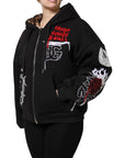 Dolce & Gabbana Black Embroidered Full Zip Hooded Jacket