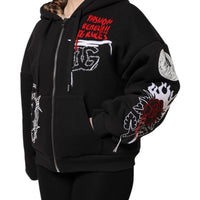 Dolce & Gabbana Black Embroidered Full Zip Hooded Jacket