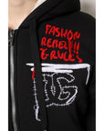 Dolce & Gabbana Black Embroidered Full Zip Hooded Jacket