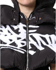 Dolce & Gabbana Black Padded Hooded Full Zip Cropped Jacket