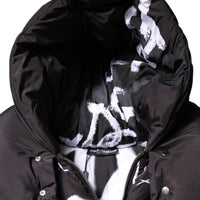 Dolce & Gabbana Black Padded Hooded Full Zip Cropped Jacket