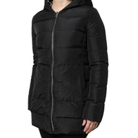 Dolce & Gabbana Black Puffer Hooded Zip Reversible Jacket