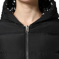 Dolce & Gabbana Black Puffer Hooded Zip Reversible Jacket
