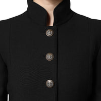 Dolce & Gabbana Black Wool Single Breasted Trench Coat Jacket