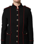Dolce & Gabbana Black Wool Single Breasted Trench Coat Jacket
