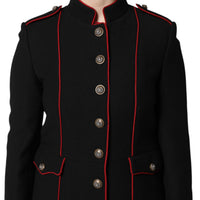 Dolce & Gabbana Black Wool Single Breasted Trench Coat Jacket