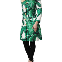 Dolce & Gabbana Multicolor Leaf Print Embellished Trenchcoat Jacket