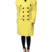 Dolce & Gabbana Yellow Double Breasted Trench Coat Jacket