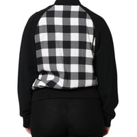 Dolce & Gabbana Black White Check Floral Button Down Jacket
