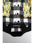 Dolce & Gabbana Black White Check Floral Button Down Jacket