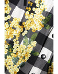 Dolce & Gabbana Black White Check Floral Button Down Jacket