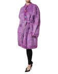 Dolce & Gabbana Purple Button Embellished Trench Coat Jacket