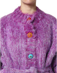 Dolce & Gabbana Purple Button Embellished Trench Coat Jacket