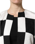 Dolce & Gabbana White Black Patchwork Jacquard Blazer Jacket
