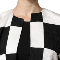 Dolce & Gabbana White Black Patchwork Jacquard Blazer Jacket