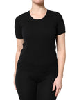 Dolce & Gabbana Black Cotton Round Neck Short Sleeve T-shirt