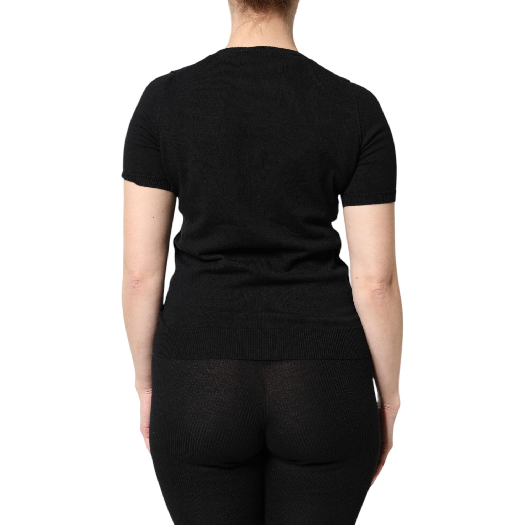 Dolce & Gabbana Black Cotton Round Neck Short Sleeve T-shirt