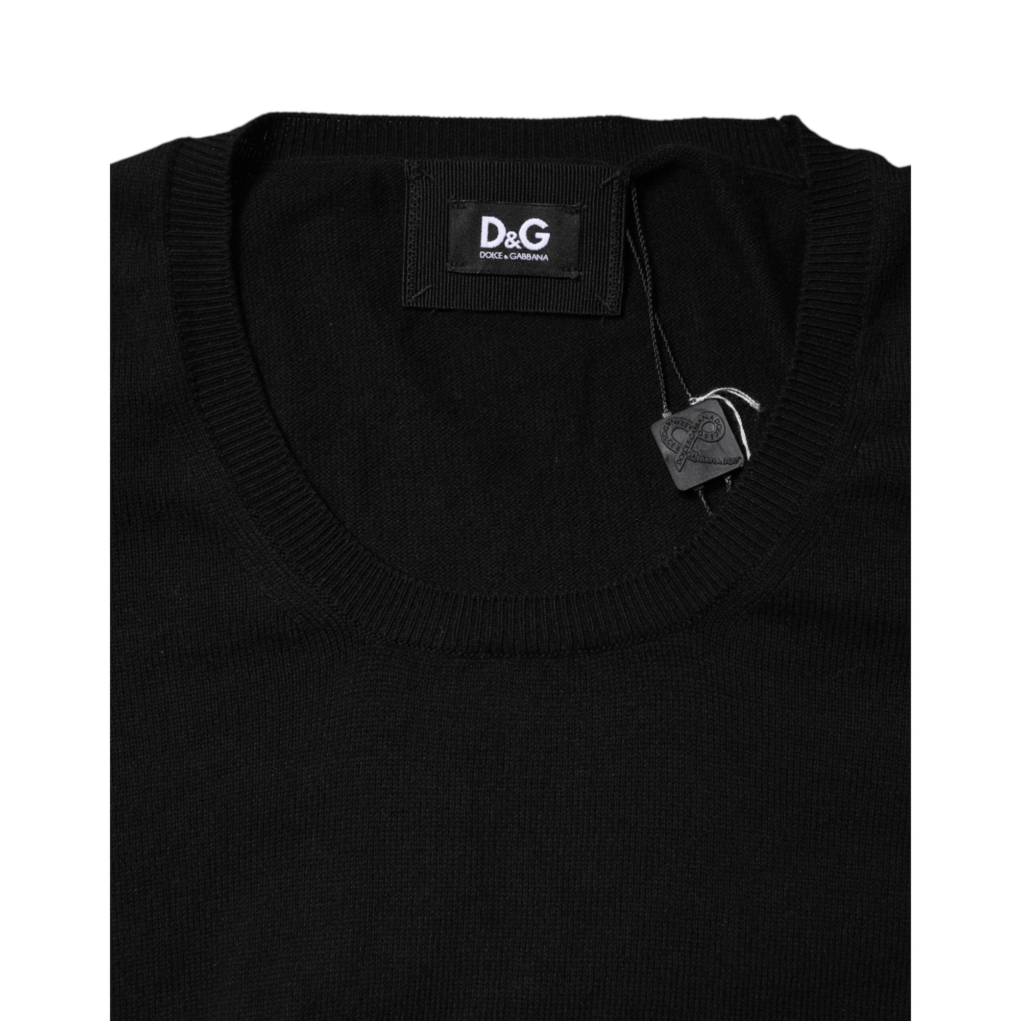 Dolce & Gabbana Black Cotton Round Neck Short Sleeve T-shirt