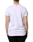Dolce & Gabbana White Chain Pearl Cotton Round Neck T-shirt