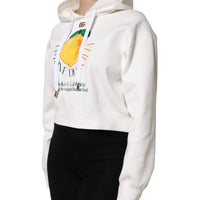 Dolce & Gabbana Ivory Cotton Printed Hooded Pullover Sweater