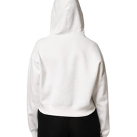 Dolce & Gabbana Ivory Cotton Printed Hooded Pullover Sweater