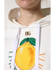 Dolce & Gabbana Ivory Cotton Printed Hooded Pullover Sweater