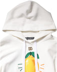 Dolce & Gabbana Ivory Cotton Printed Hooded Pullover Sweater