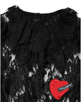 Dolce & Gabbana Black Cotton Floral Lace Women Blouse Top